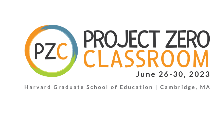 Project Zero Classroom Logo - Letters PZC inside of a green, orange, and blue circle.