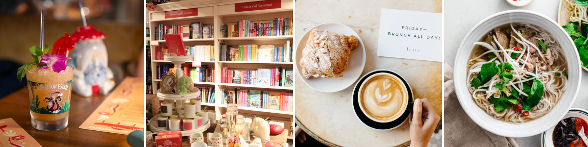 Four images of food and drink